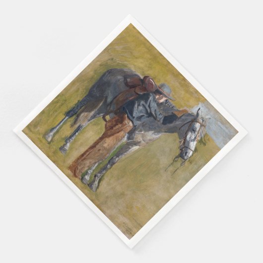 Amerikanische Badlands: Alter Westjunge mit Pferd Serviette (Ecke)