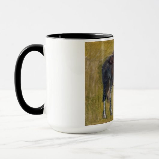 Amerikanische Badlands: Alter Westjunge mit Pferd Tasse (Links)