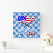 Amerikanische bayerische Roots Square Clock Quadratische Wanduhr (Zuhause)