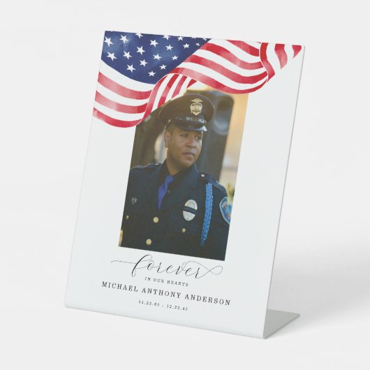 Amerikanische Beerdigung für immer in unserem Herz Sockelschild (Vorderseite)