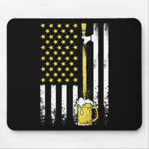 Amerikanische Bierbrauerei mit Vintager Flagge 4. Mousepad