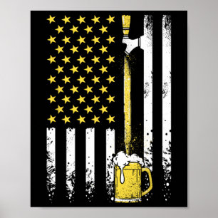 Amerikanische Bierbrauerei mit Vintager Flagge 4. Poster