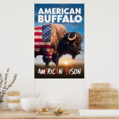 Amerikanische Bisons stehen auf dem Feld Poster (Küche)