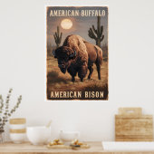 Amerikanische Bisons stehen in einer Wüste Poster (Küche)