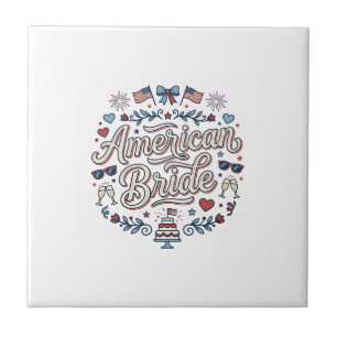 Amerikanische Braut Patriotische Hochzeit Vektor D Fliese