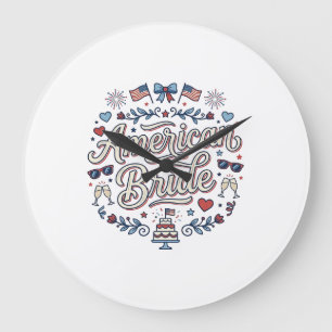 Amerikanische Braut Patriotische Hochzeit Vektor D Große Wanduhr