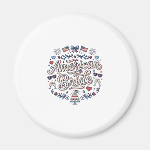 Amerikanische Braut Patriotische Hochzeit Vektor D Magnet