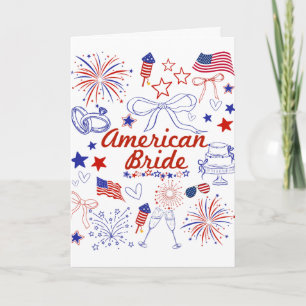 Amerikanische Braut patriotische Hochzeitsfeier  Karte