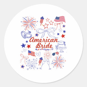 Amerikanische Braut Patriotische Hochzeitsfeier Runder Aufkleber