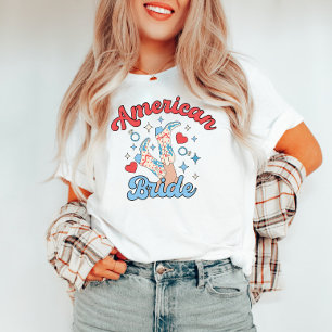 Amerikanische Braut Vierter Juli Cowgirl Junggesel T-Shirt