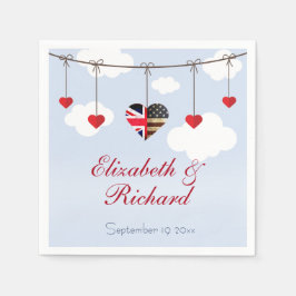 Amerikanische Britische Fahne Hearts Wedding Party Serviette