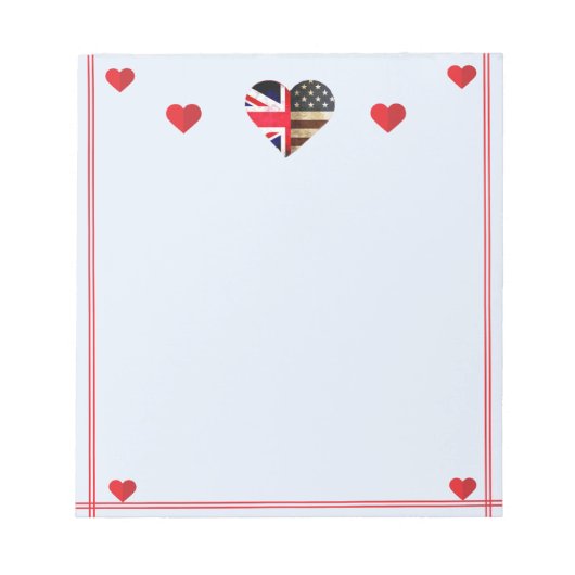 Amerikanische Britische Flagge hört Romantik Notizblock (Vorderseite)