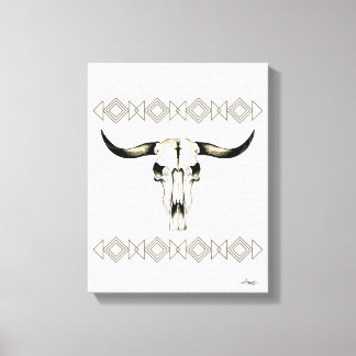 Amerikanische Buffalo Skull Mixed Media Artwork Leinwanddruck