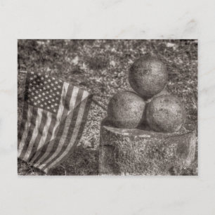 Amerikanische Bürgerkriegs-Kanonenkugeln Vintage Postkarte
