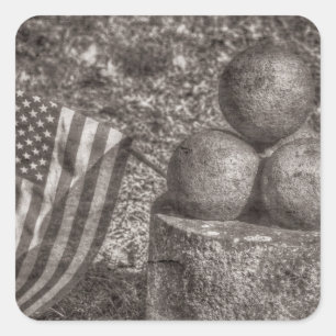 Amerikanische Bürgerkriegskanonenkugeln Vintage Quadratischer Aufkleber