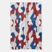 Amerikanische Camouflage 4. Juli Glitzer Geschirrtuch (Vertikal)
