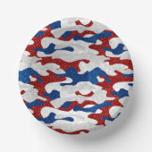 Amerikanische Camouflage 4. Juli Glitzer Pappteller (Vorderseite)