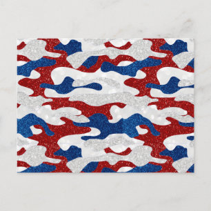 Amerikanische Camouflage 4. Juli Glitzer Postkarte