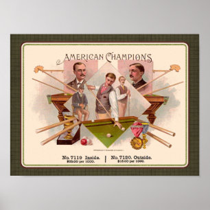 Amerikanische Champions Billard Vintage-Zigarrenet Poster