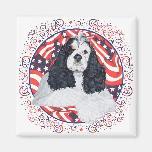 Amerikanische Cocker Spaniel Flagge Magnet (Vorne)