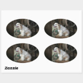 Amerikanische Cocker Spaniel Sitzgruppe Ovaler Aufkleber (Blatt)