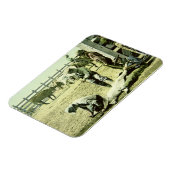 Amerikanische Cowboys, die ein Kalb markieren, c.1 Magnet (Linke Seite)