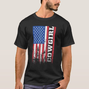 Amerikanische Cowgirl-US-Flagge Vertikal T-Shirt