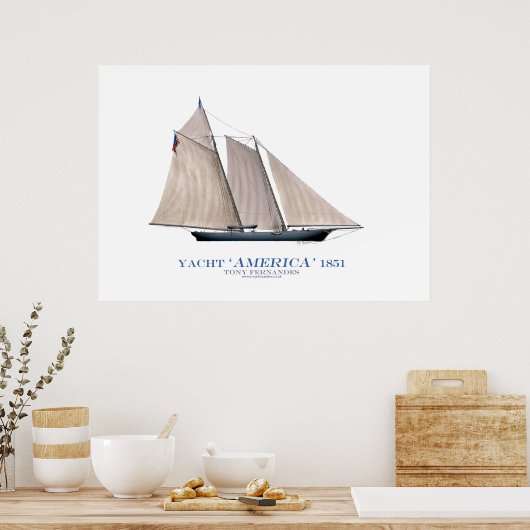 Amerikanische Cup-Yacht 'america 1851', tony ferna Poster (Küche)