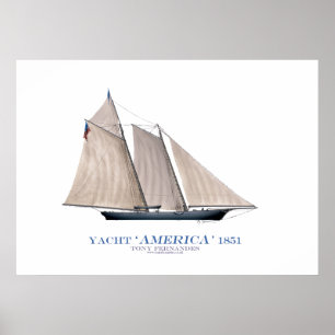 Amerikanische Cup-Yacht 'america 1851', tony ferna Poster