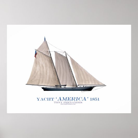 Amerikanische Cup-Yacht 'america 1851', tony ferna Poster (Vorne)