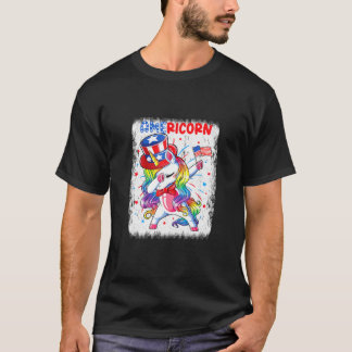 Amerikanische Dabbing Unicorn 4. Juli Unabhängigke T-Shirt
