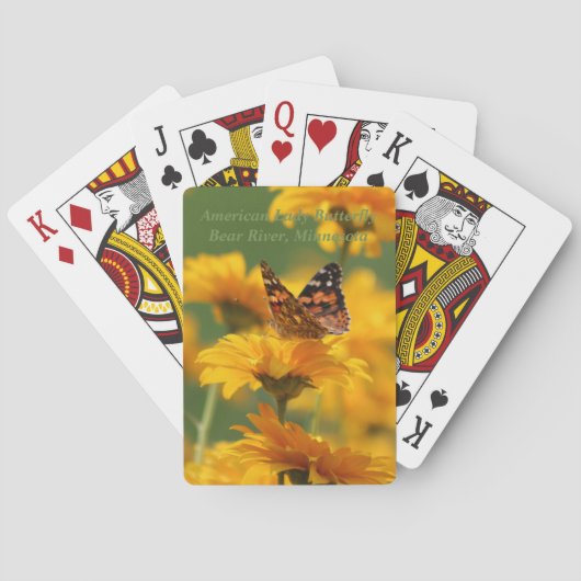 Amerikanische Dame Butterfly auf Heliopsis Spielkarten (Rückseite)