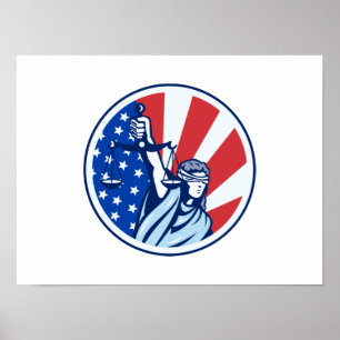 Amerikanische Dame Holding Scales der Poster