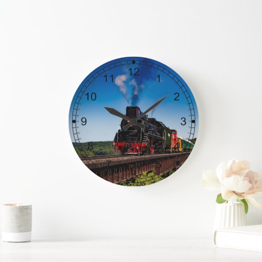 Amerikanische Dampf-Zug-Lokomotive Große Wanduhr (Zuhause)