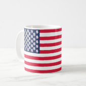 Amerikanische Dollarflagge vereinte Staaten und Kaffeetasse (Vorderseite Links)