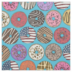 amerikanische Donuts blau Stoff