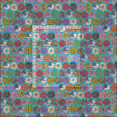 Amerikanische Donuts blau Stoff (Kachel)