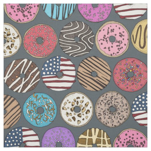 Amerikanische Donuts grau Stoff (Muster)
