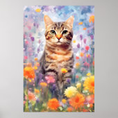 Amerikanische Drahthaarterrier Katze farbige Aquar Poster (Vorne)