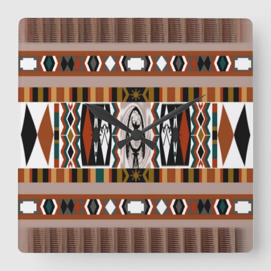 Amerikanische Dreamcatcher-Wall-Uhr Quadratische Wanduhr (Vorderseite)
