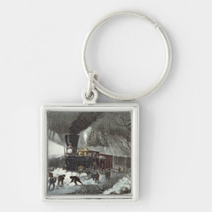 Amerikanische Eisenbahn-Szene, 1871 Schlüsselanhänger