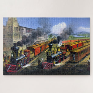 Amerikanische Eisenbahnszene, die den Knotenpunkt  Puzzle