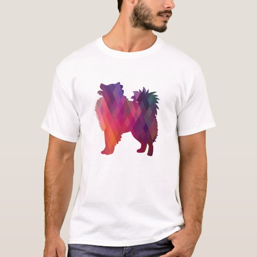 Amerikanische Eskimo Dog Geo Silhouette Lila T-Shirt (Vorderseite)
