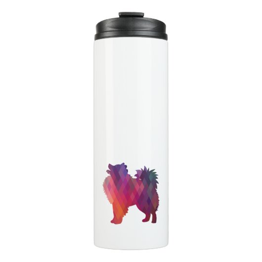 Amerikanische Eskimo Dog Geo Silhouette Lila Thermosbecher (Vorderseite)