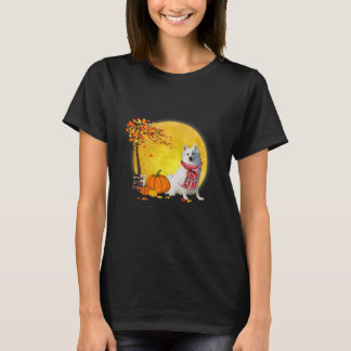 Amerikanische Eskimo Dog Leaf Fall Hallo Herbst T-Shirt