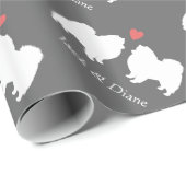 Amerikanische Eskimo-Hunde Hochzeit mit benutzerde Geschenkpapier (Rolleneckpunkt)