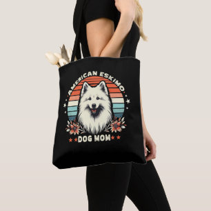 Amerikanische Eskimo-Hunde-Mama in Vintager Stille Tasche