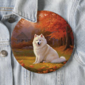 Amerikanische Eskimo im Herbst Leaves Fall Inspiri Button (Beispiel)