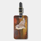 Amerikanische Eskimo im Herbst Leaves Fall Inspiri Gepäckanhänger (Vorderseite vertikal)