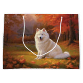 Amerikanische Eskimo im Herbst Leaves Fall Inspiri Große Geschenktüte (Vorderseite)